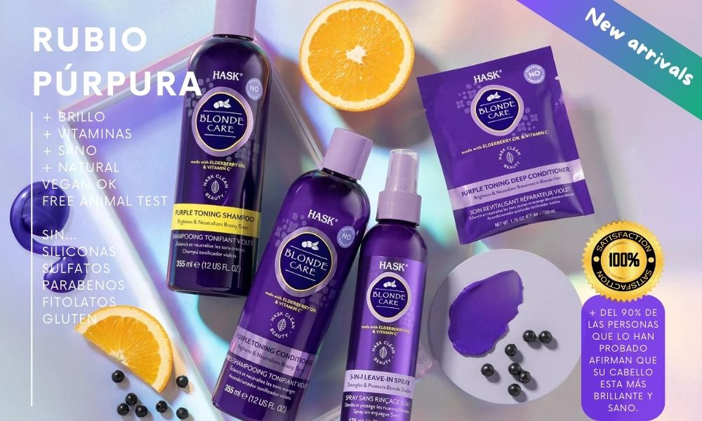 Tratamiento lila purpura para cabello rubio rubias