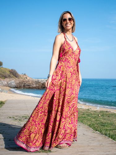 vestido etnico volantes