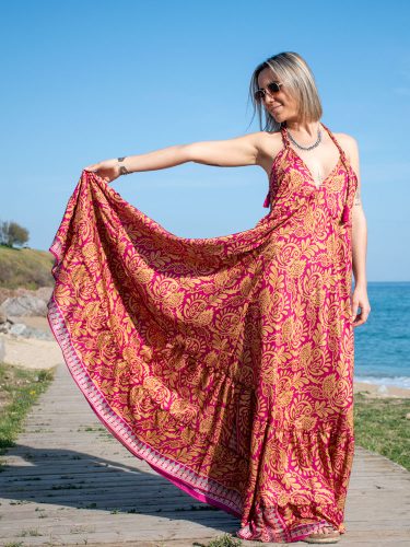 vestido etnico volantes