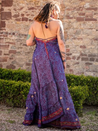vestido etnico volantes lila