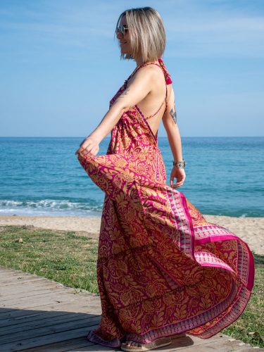 vestido etnico volantes