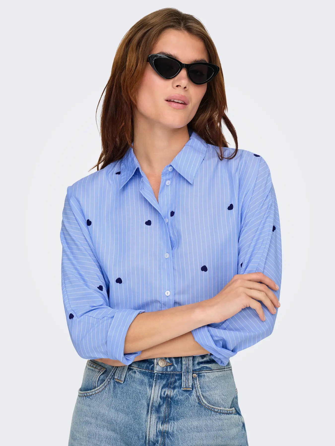 Camisa bordada ONLY ONLNEW LINA GRACE en azul - Imagen 7